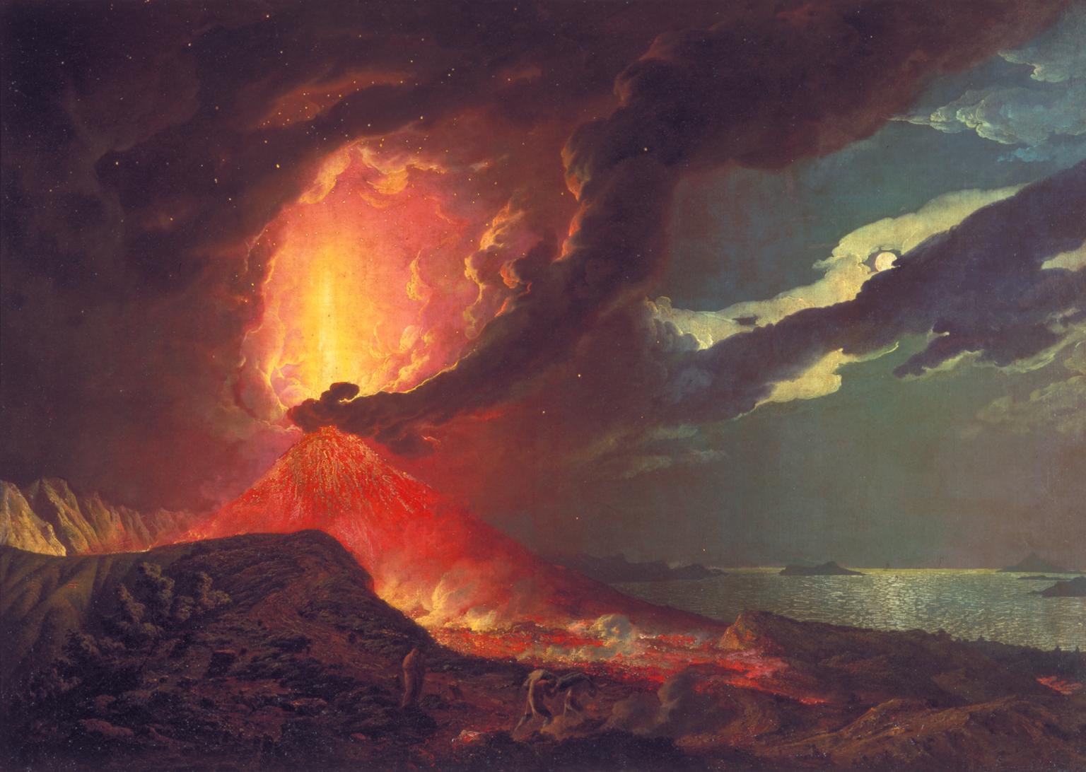 Vesuvius in Eruption, with a View over the Islands in the Bay of Naples c.1776-80 by Joseph Wright of Derby 1734-1797