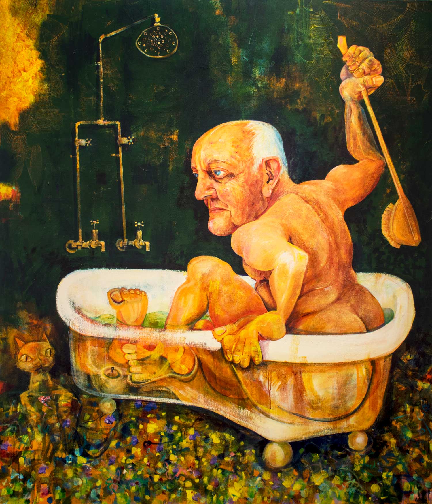 Victor-Rubin-John-Olsen-Part-II-in-his-Bath-2010-Acrylic-on-linen-199x168cm-LR